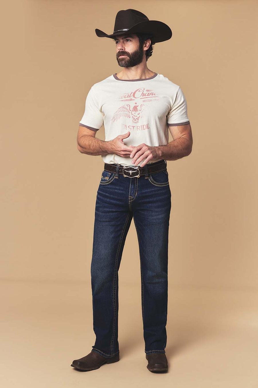Men's Lite Embroidered Modern Bootcut Jeans
