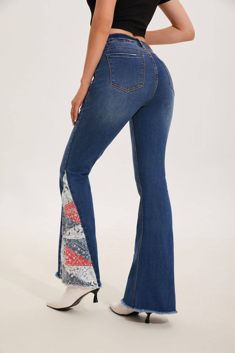 Women's Paisley Patch Flare Jeans