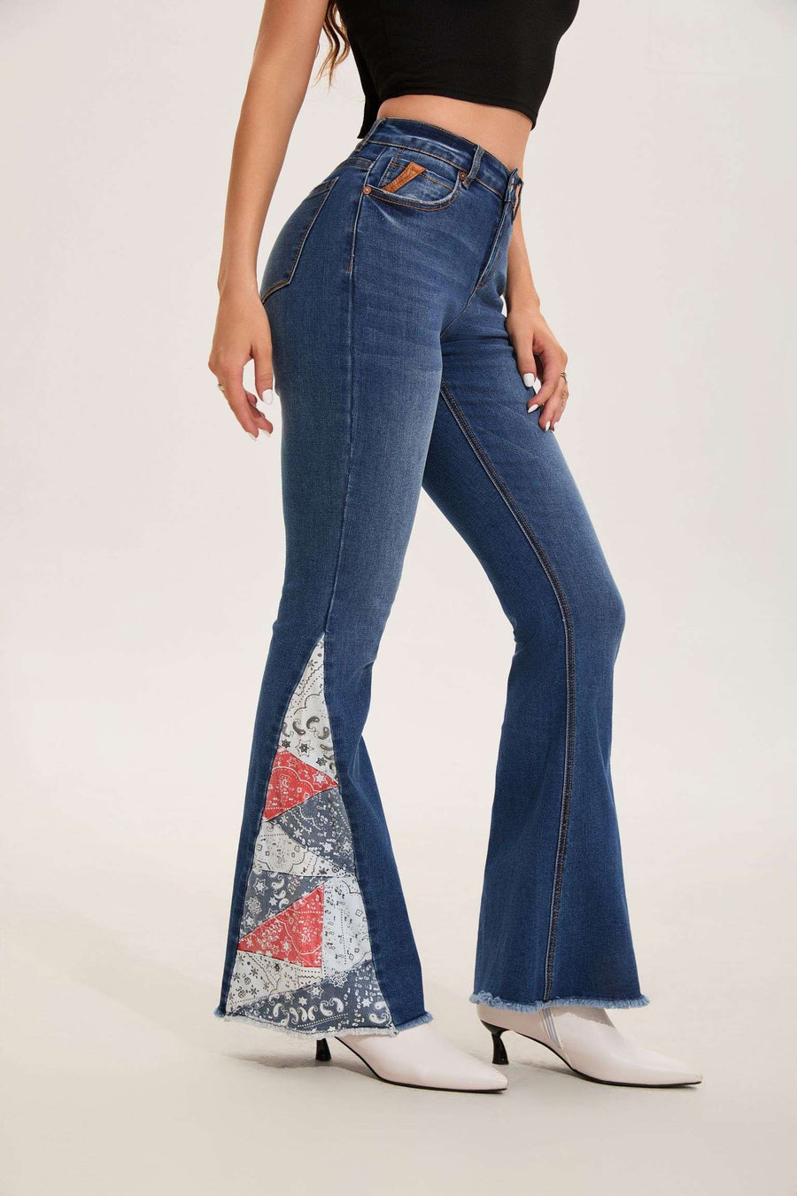 Women's Paisley Patch Flare Jeans