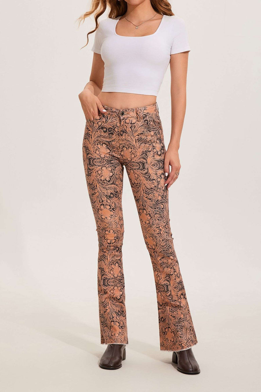 Women's Distress Trim Flare Jeans