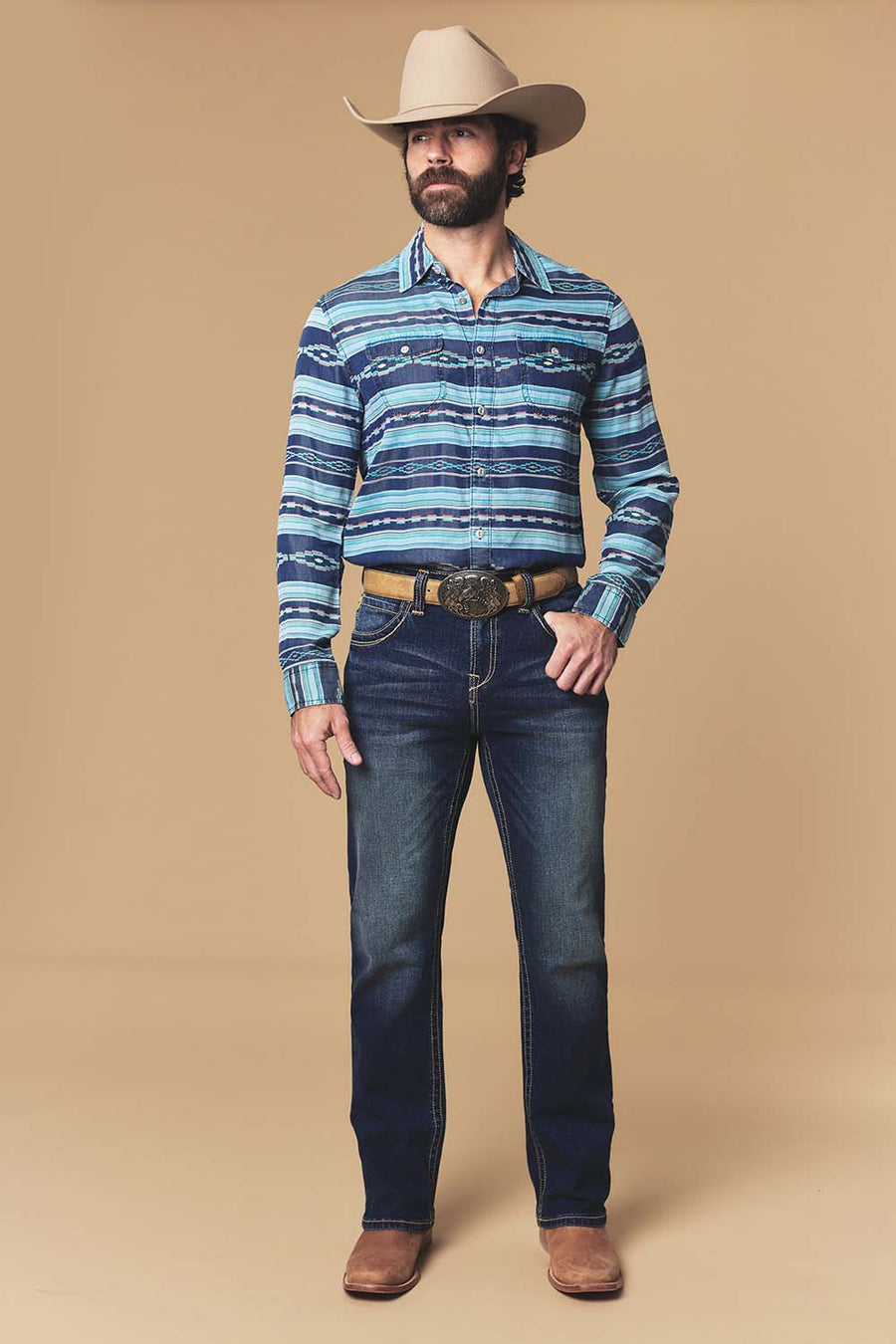 Men's Lite Embroidered Modern Bootcut Jeans