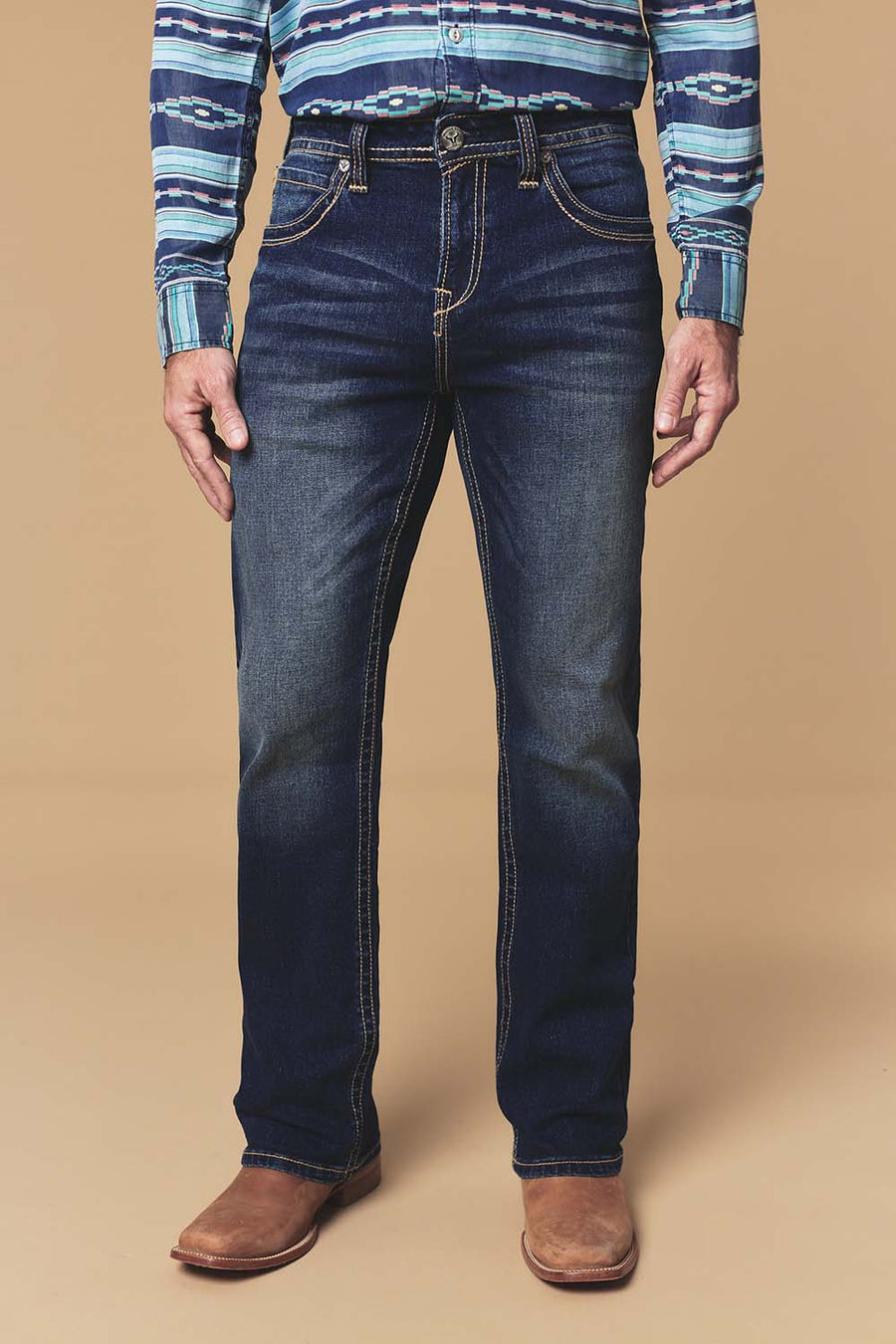 Men's Lite Embroidered Modern Bootcut Jeans