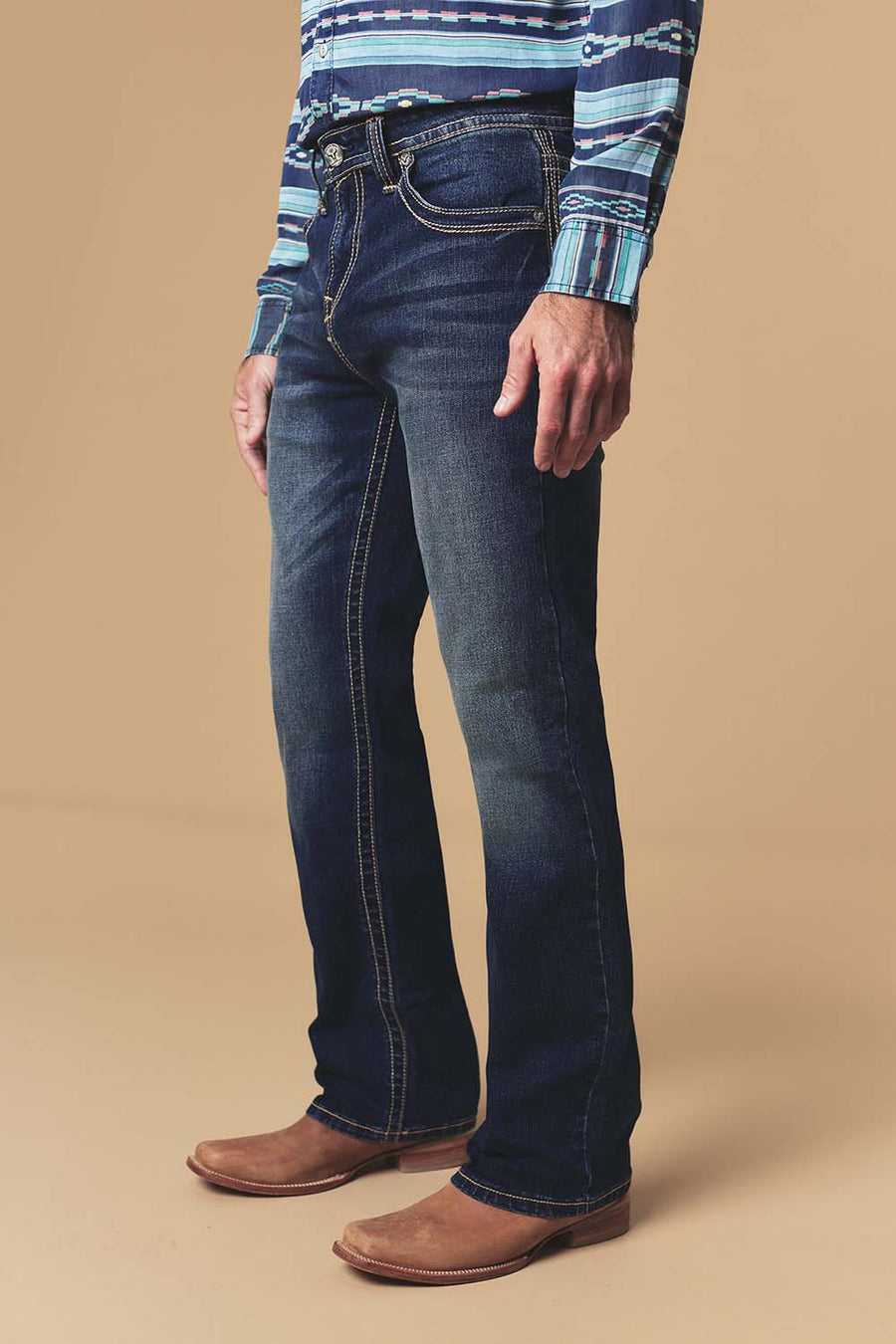 Men's Lite Embroidered Modern Bootcut Jeans