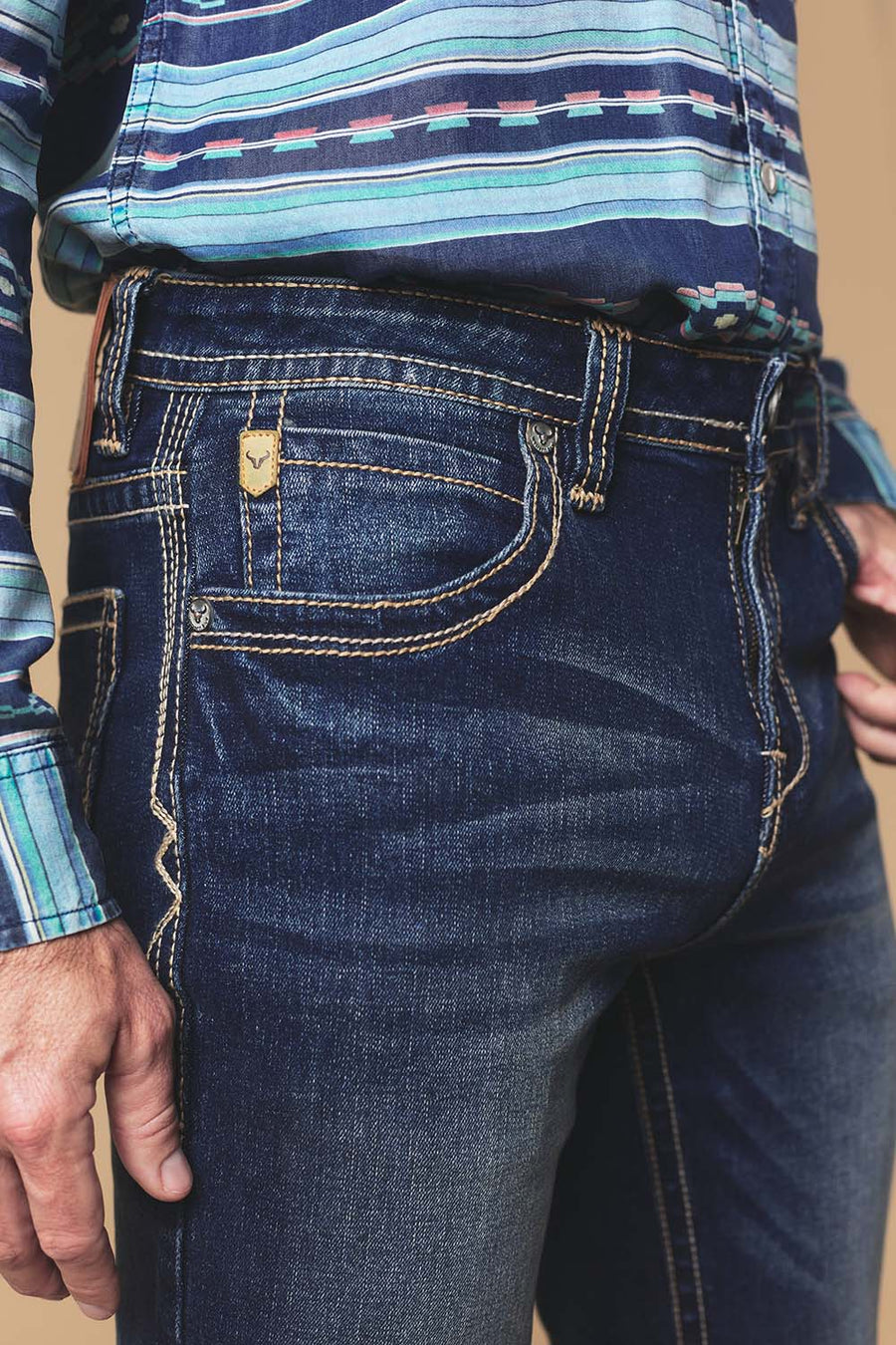 Men's Lite Embroidered Modern Bootcut Jeans