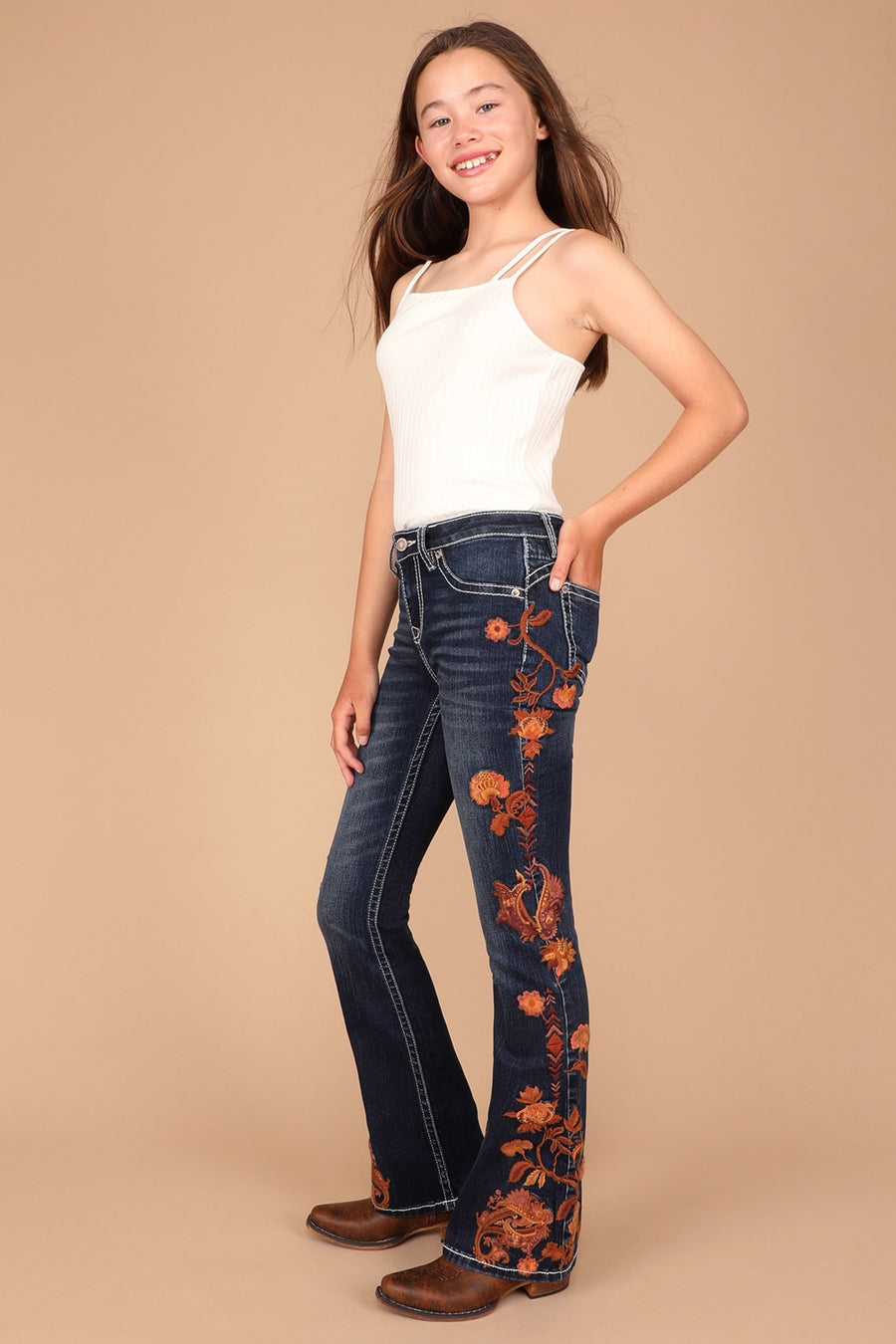 Girl's Embellished Bootcut Jeans