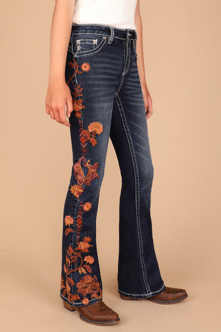 Girl's Embellished Bootcut Jeans