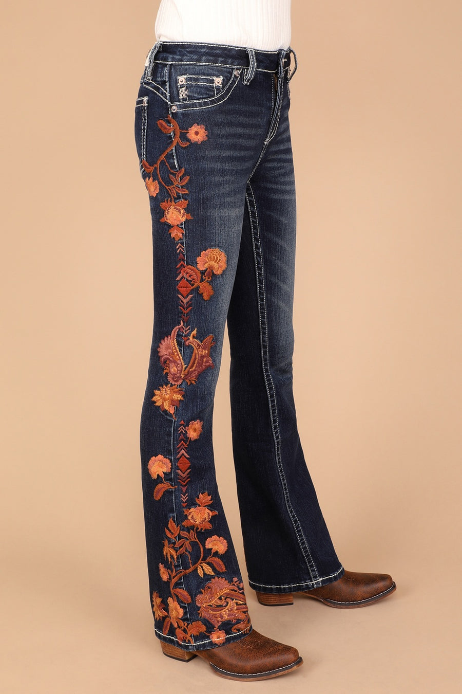 Girl's Embellished Bootcut Jeans