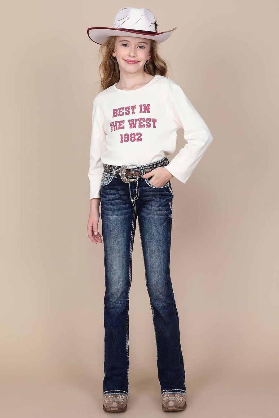 Girl's Embroidered Bootcut Jeans