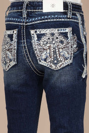 Girl's Embroidered Bootcut Jeans