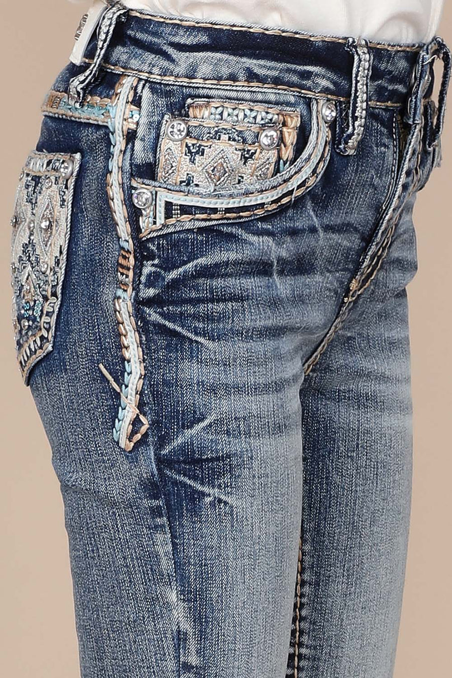Girl's Embroidered Bootcut Jeans