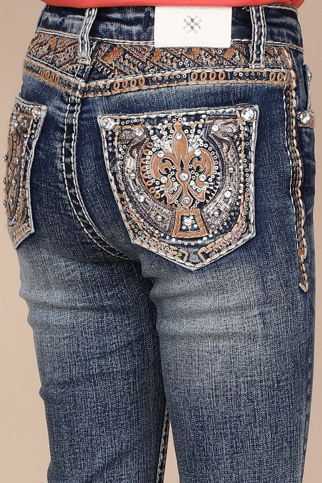Girl's Embroidered Bootcut Jeans