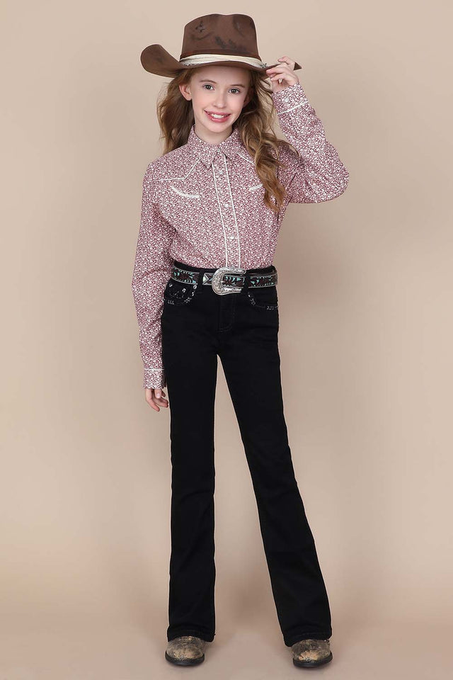 Girl's Embroidered Bootcut Jeans
