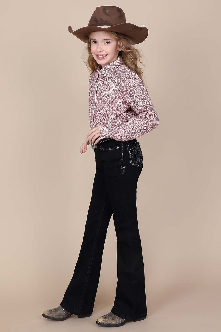 Girl's Embroidered Bootcut Jeans