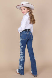 Girl's Embroidered Bootcut Jeans