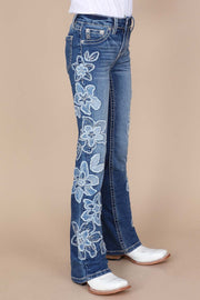 Girl's Embroidered Bootcut Jeans
