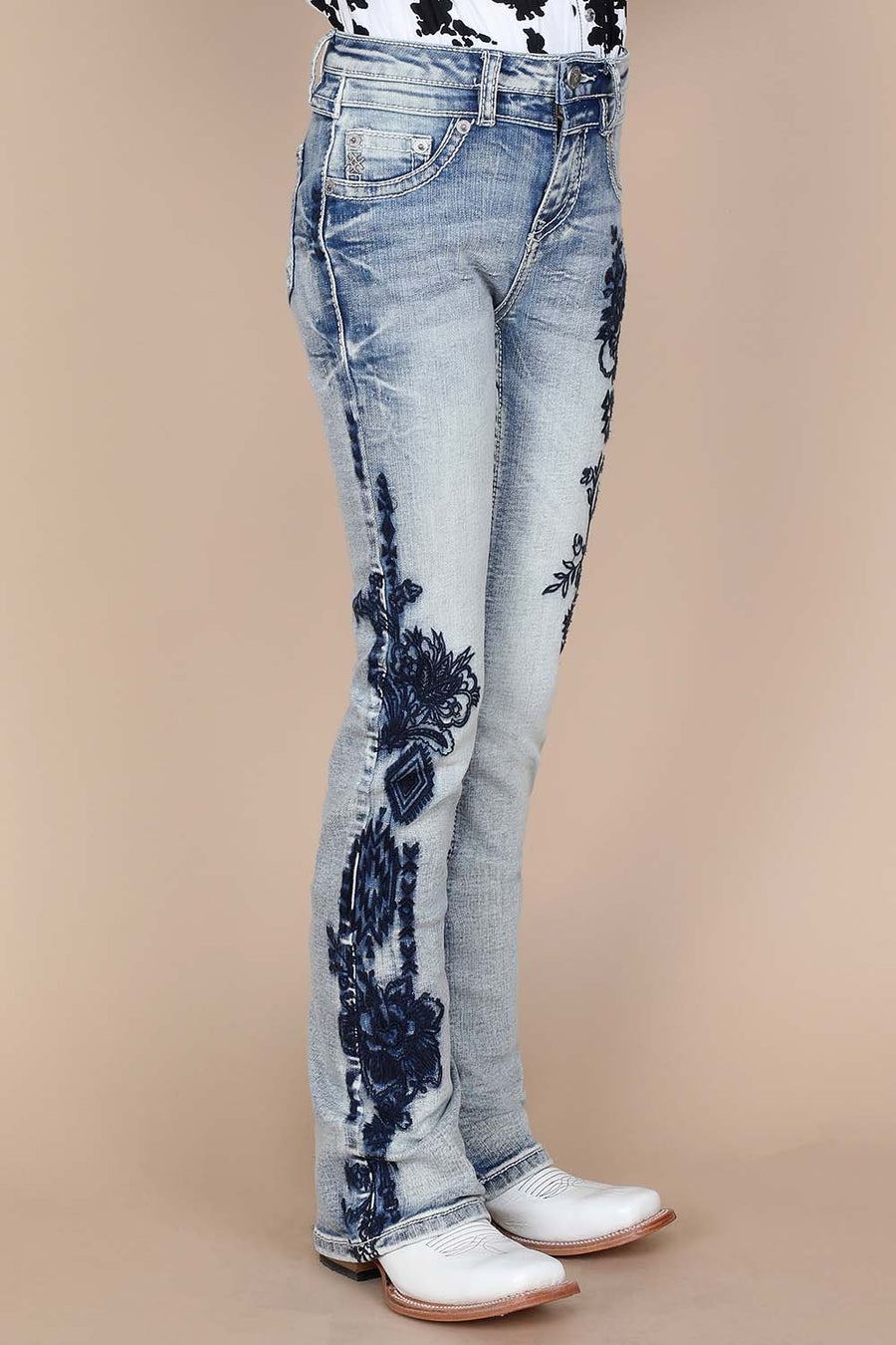 Girl's Embroidered Bootcut Jeans