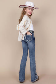 Girl's Embroidered Bootcut Jeans