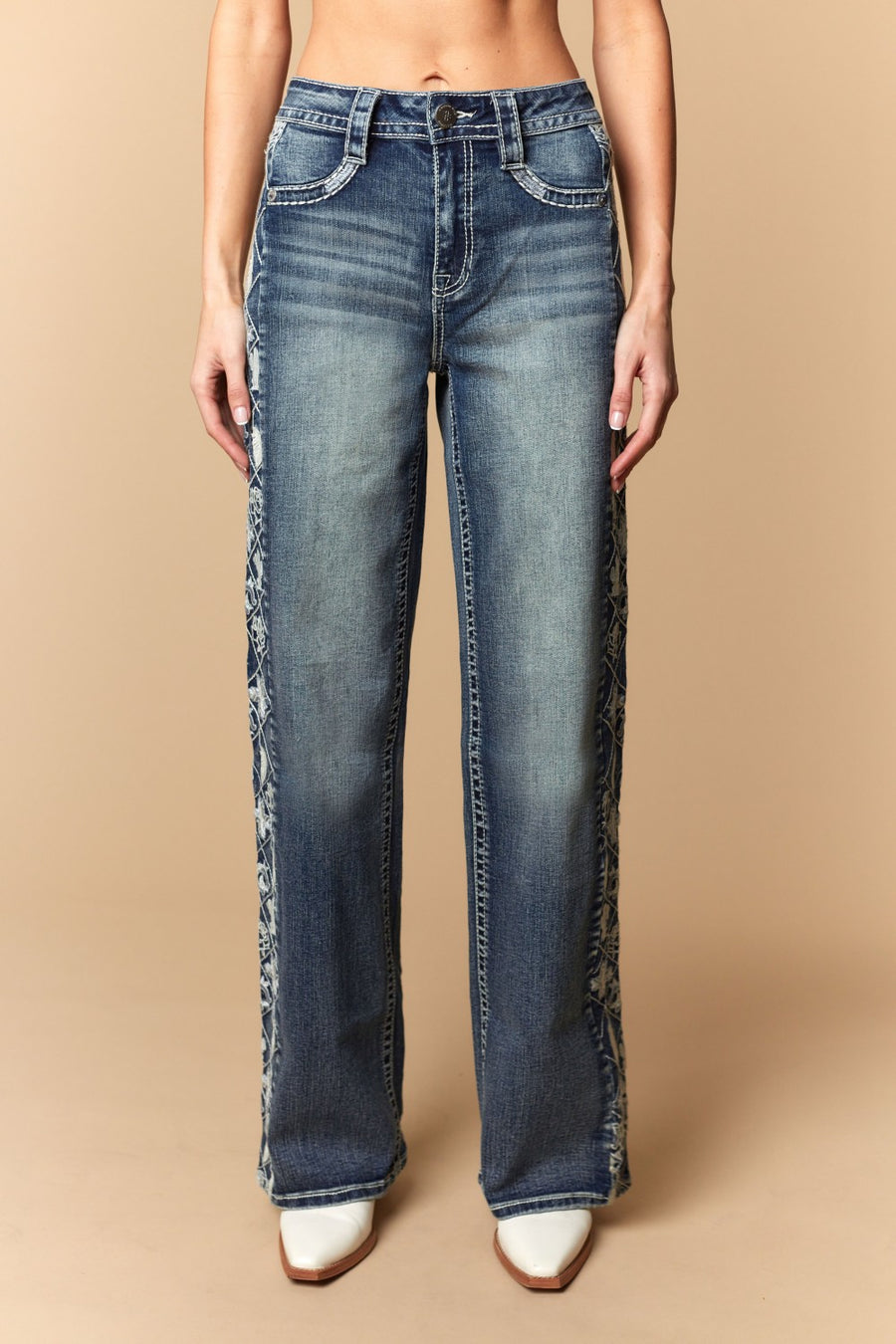 Women's Embroidered Wide Leg Jeans