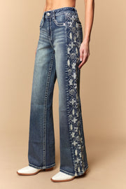 Women's Embroidered Wide Leg Jeans