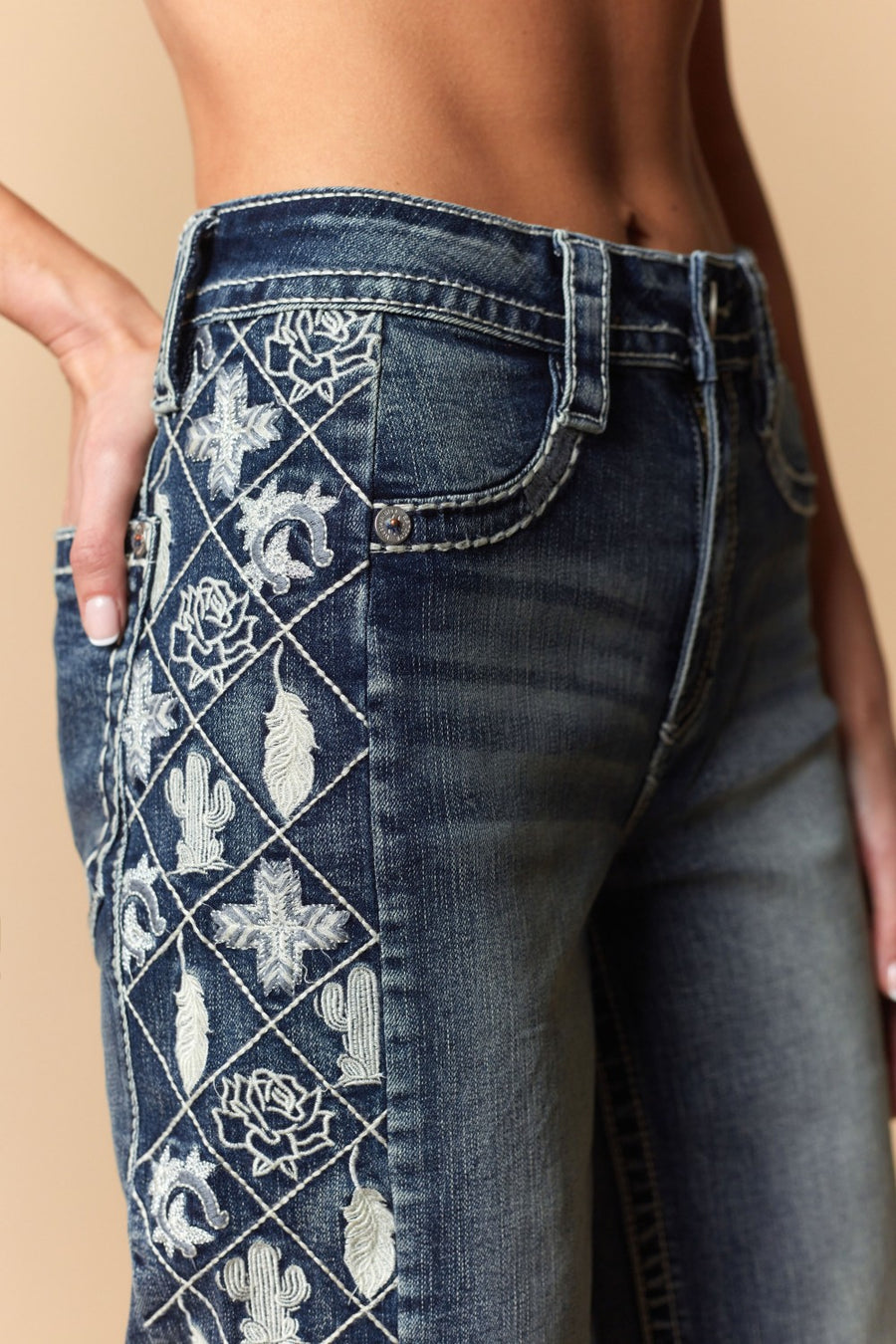 Women's Embroidered Wide Leg Jeans