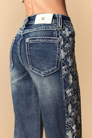 Women's Embroidered Wide Leg Jeans