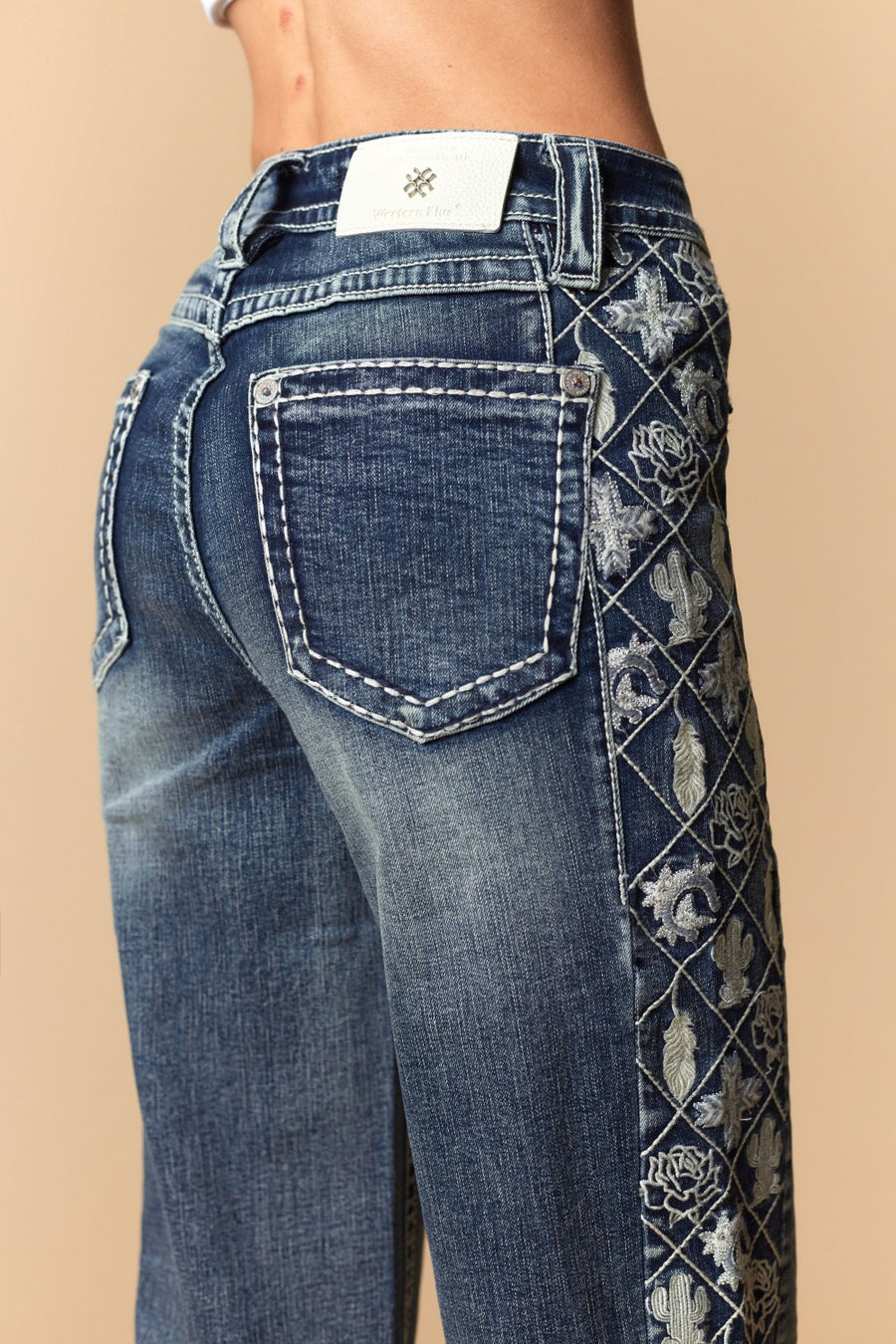 Women's Embroidered Wide Leg Jeans