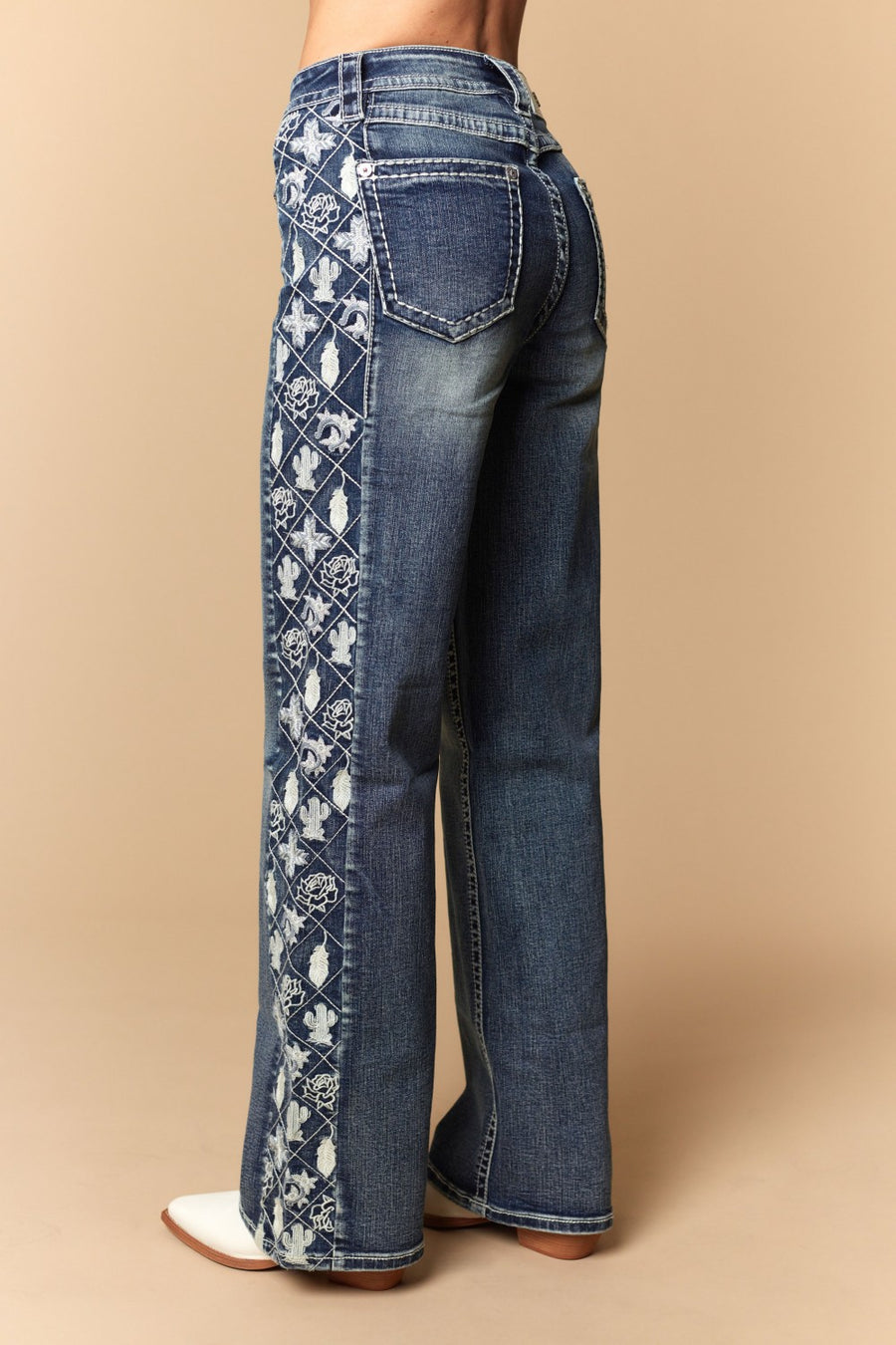 Women's Embroidered Wide Leg Jeans