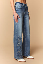 Women's Embroidered Wide Leg Jeans