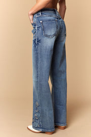 Women's Embroidered Wide Leg Jeans