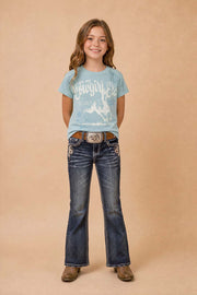 Girls' Western Embroidered Stretch Bootcut Jeans
