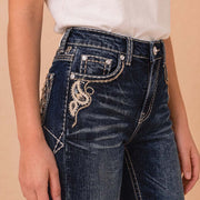 Girls' Western Embroidered Stretch Bootcut Jeans