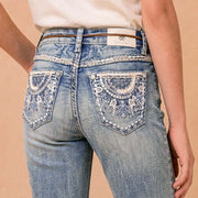 Girls' Western Embroidered Stretch Bootcut Jeans