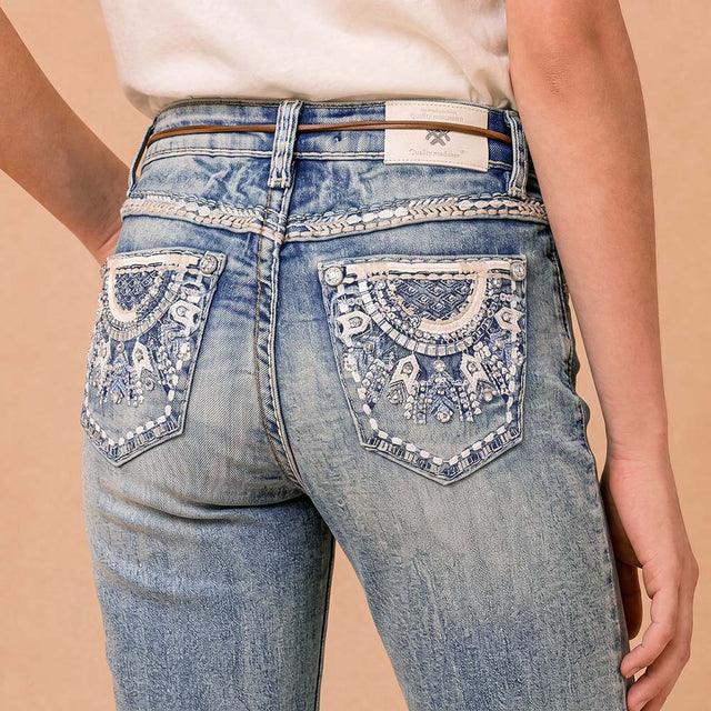Girls' Western Embroidered Stretch Bootcut Jeans