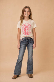 Girls' Western Embroidered Stretch Bootcut Jeans