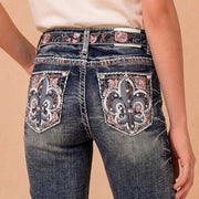 Girls' Western Embroidered Stretch Bootcut Jeans