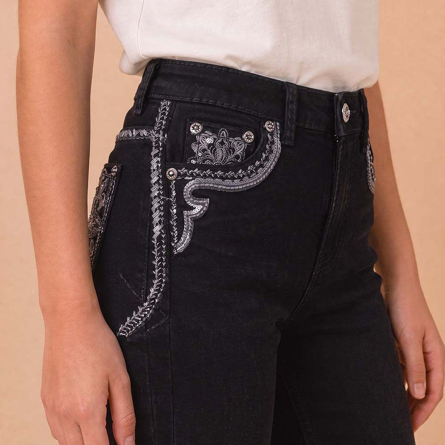 Girls' Western Embroidered Stretch Bootcut Jeans