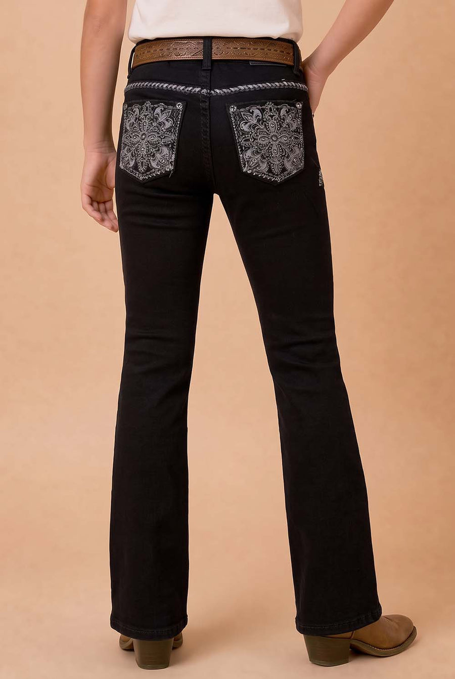 Girls' Western Embroidered Stretch Bootcut Jeans