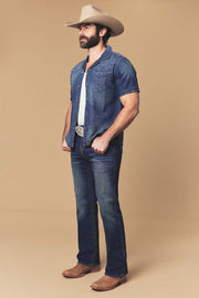Men's Lite Embroidered Modern Bootcut Jeans