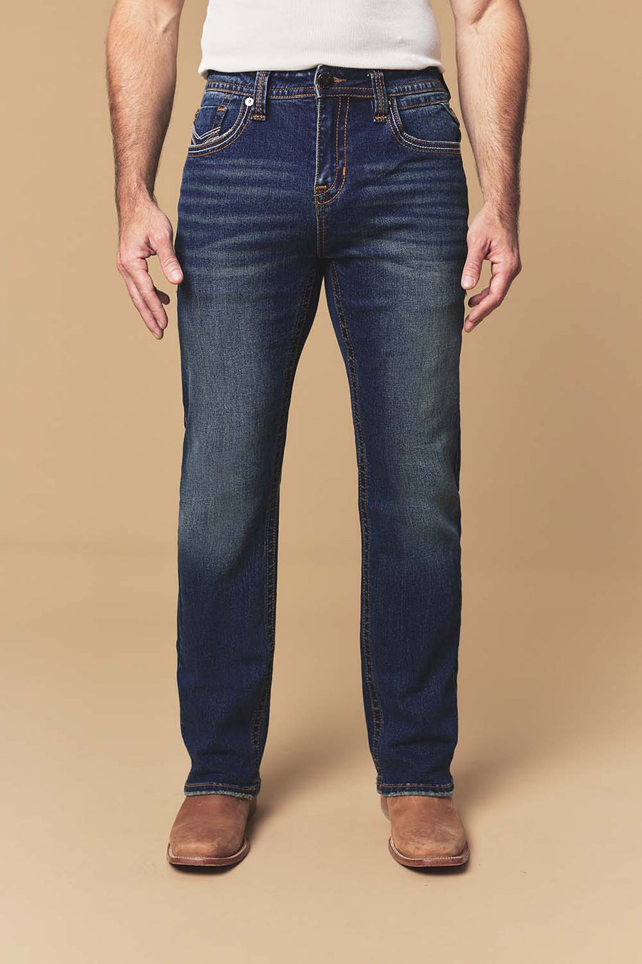Men's Lite Embroidered Modern Bootcut Jeans