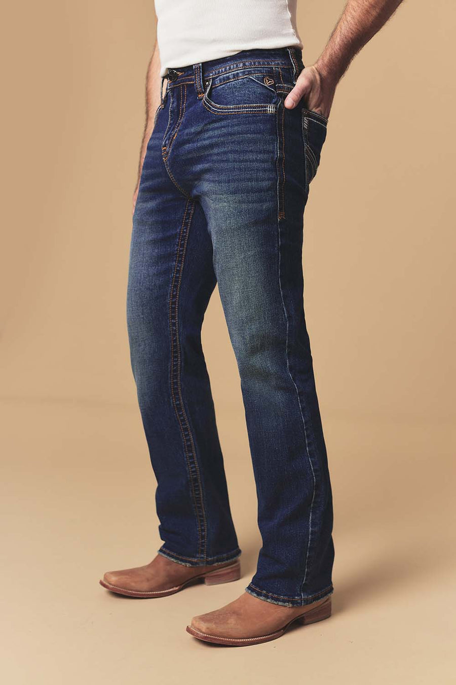 Men's Lite Embroidered Modern Bootcut Jeans