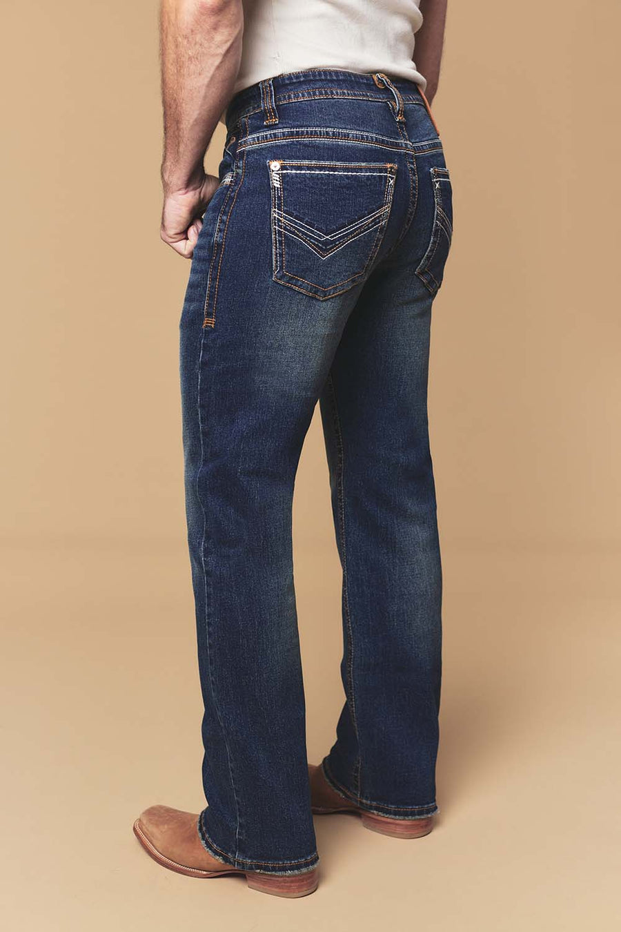 Men's Lite Embroidered Modern Bootcut Jeans