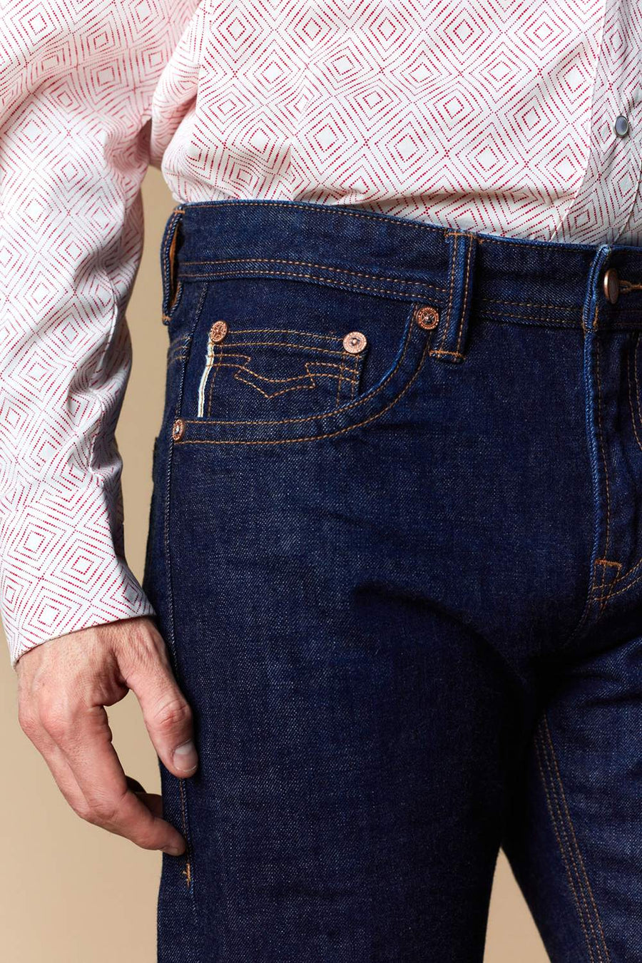 Men's Raw Denim Straight Jeans