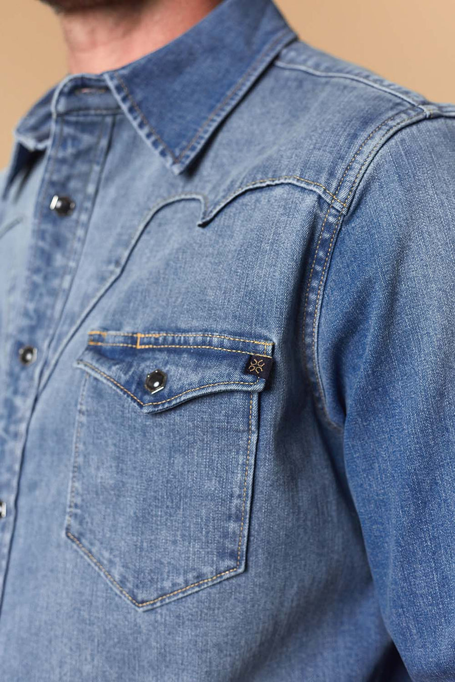 Men's Premium Long Sleeve Denim Western Snap Shirt