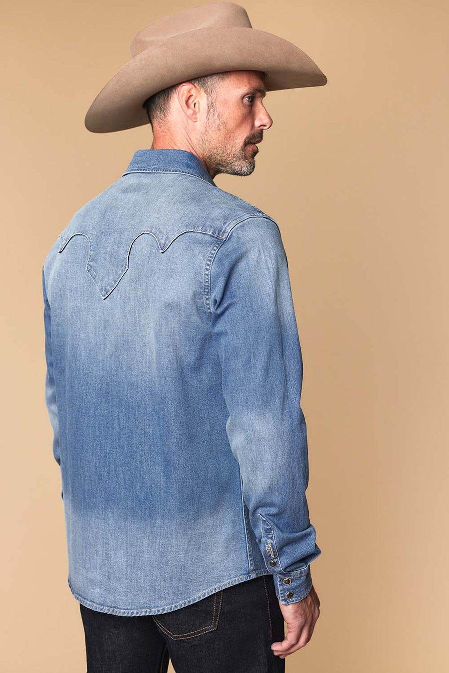 Men's Premium Long Sleeve Denim Western Snap Shirt