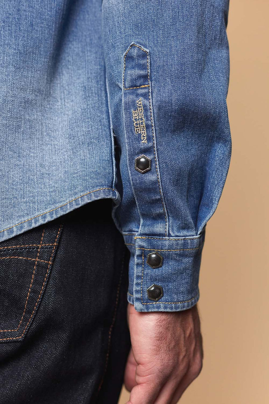Men's Premium Long Sleeve Denim Western Snap Shirt