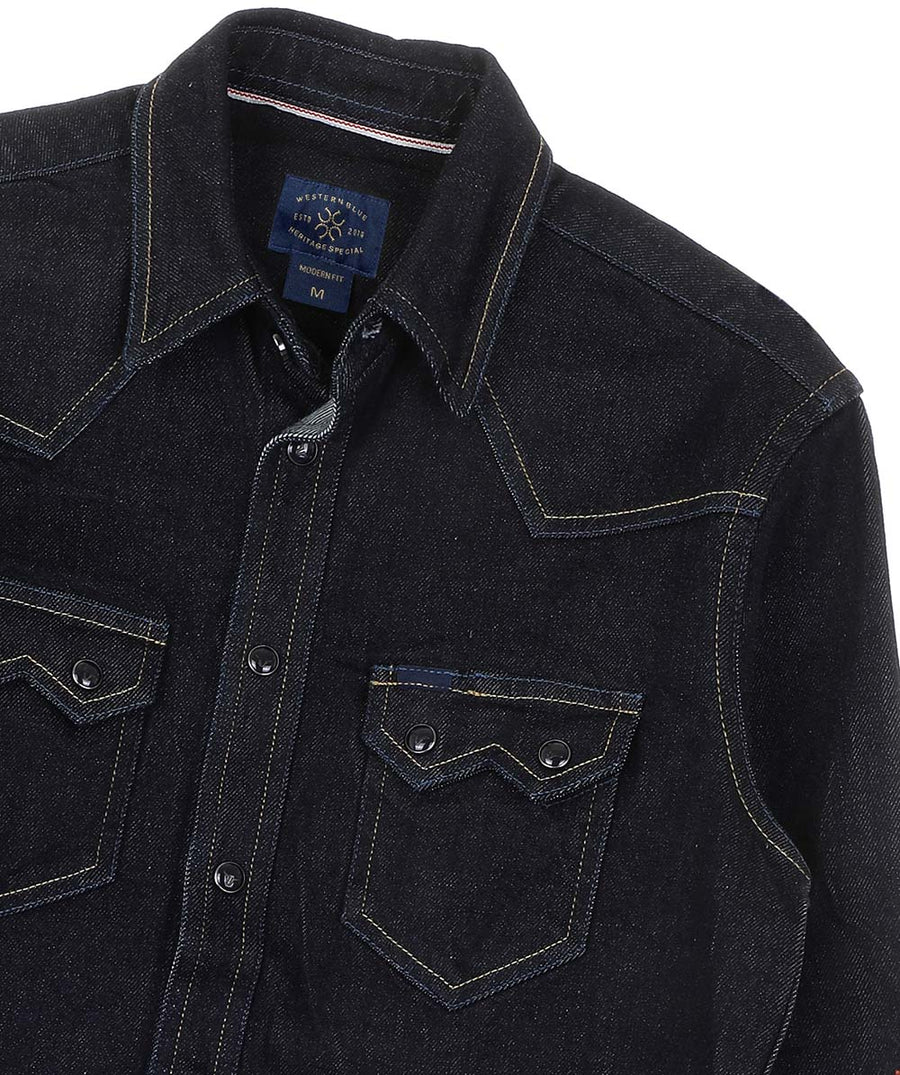 Boy's Premium Long Sleeve Denim Western Snap Shirt