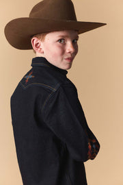 Boy's Premium Long Sleeve Denim Western Snap Shirt