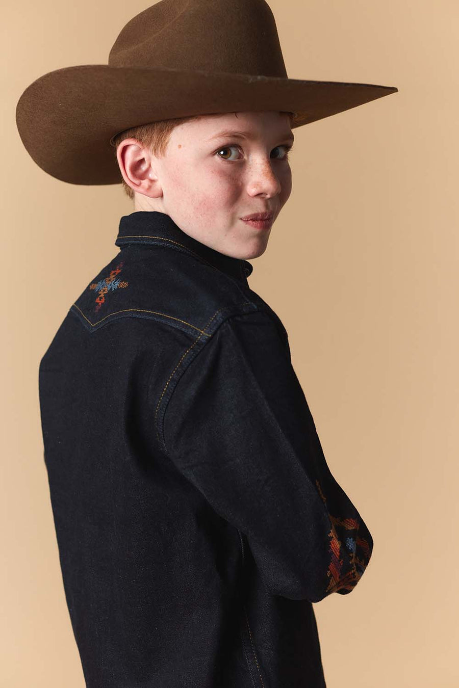 Boy's Premium Long Sleeve Denim Western Snap Shirt