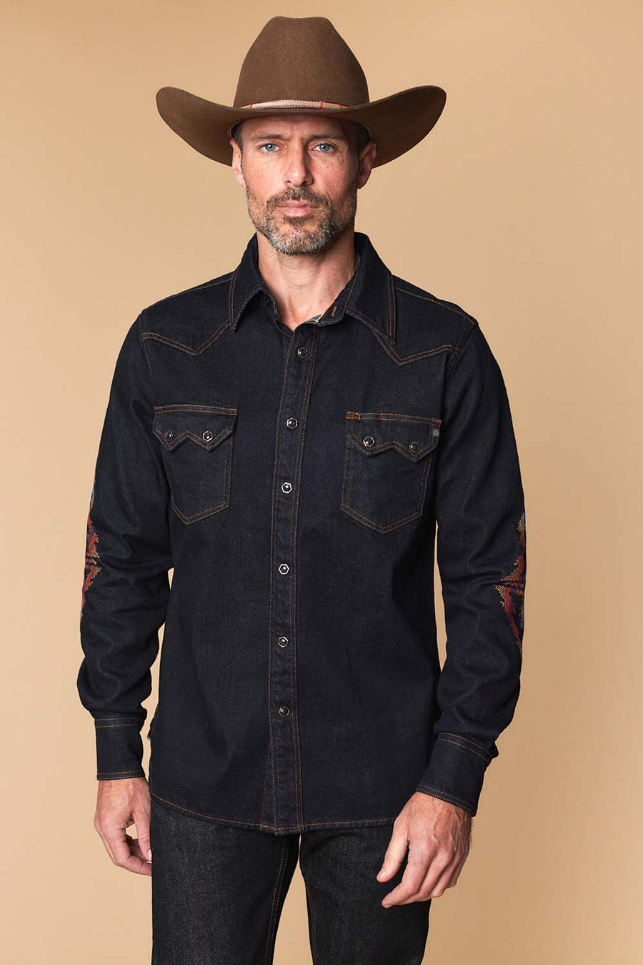 Men's Premium Long Sleeve Denim Western Snap Shirt