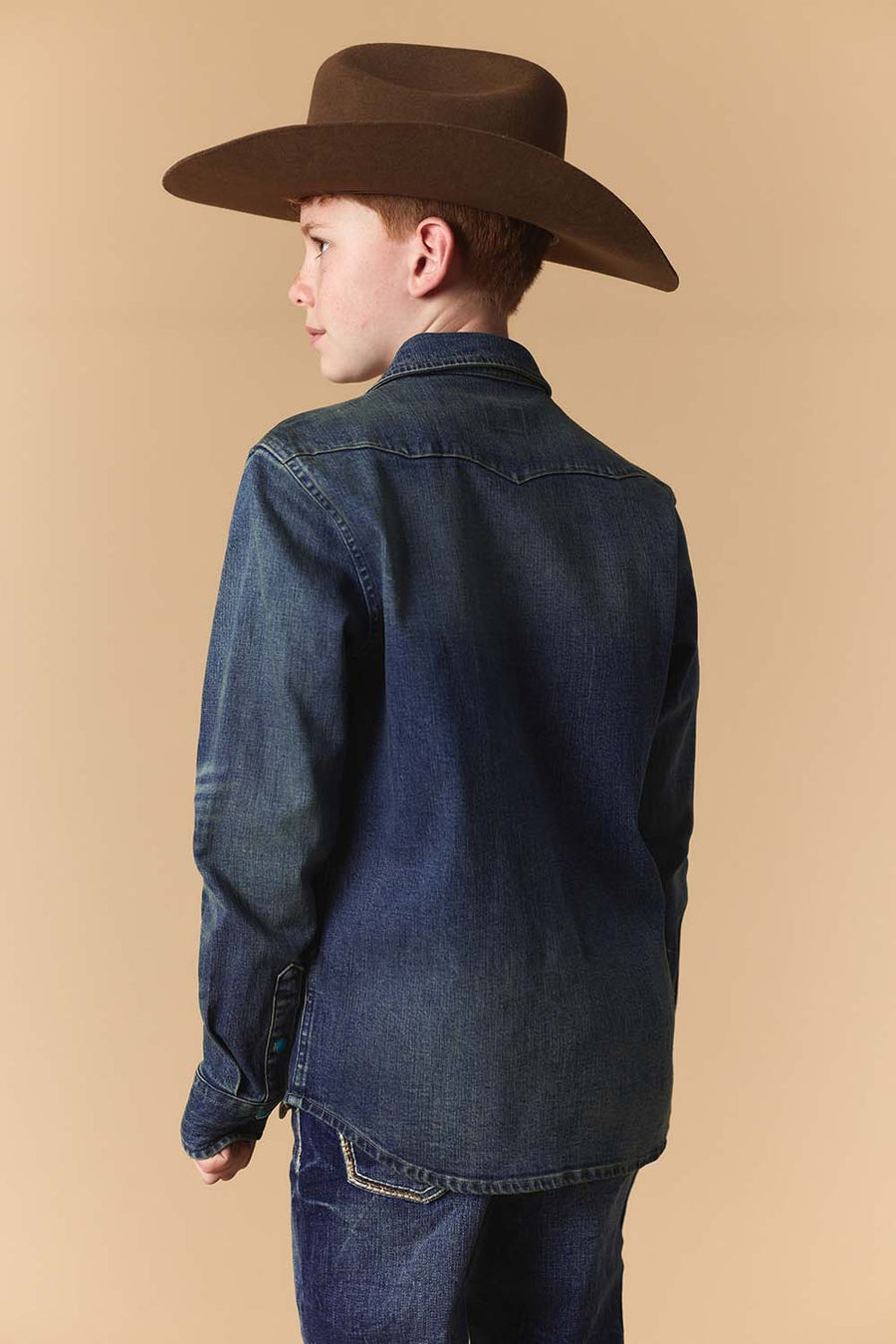 Boy's Premium Long Sleeve Denim Western Snap Shirt